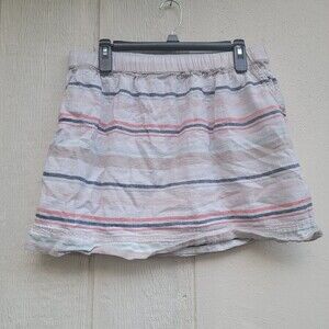 Sonoma multicolor striped elastic waist  linen blend skirt w pockets wmns sz 14